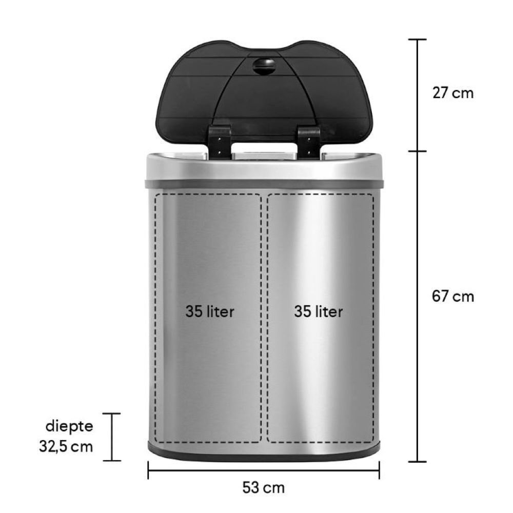 Naar de waarheid engel statistieken Qubix 70 liter 2 vakken - RVS - Homra prullenbakken | #1 in Sensor &  Afvalscheiding | Nederlandse kwaliteit