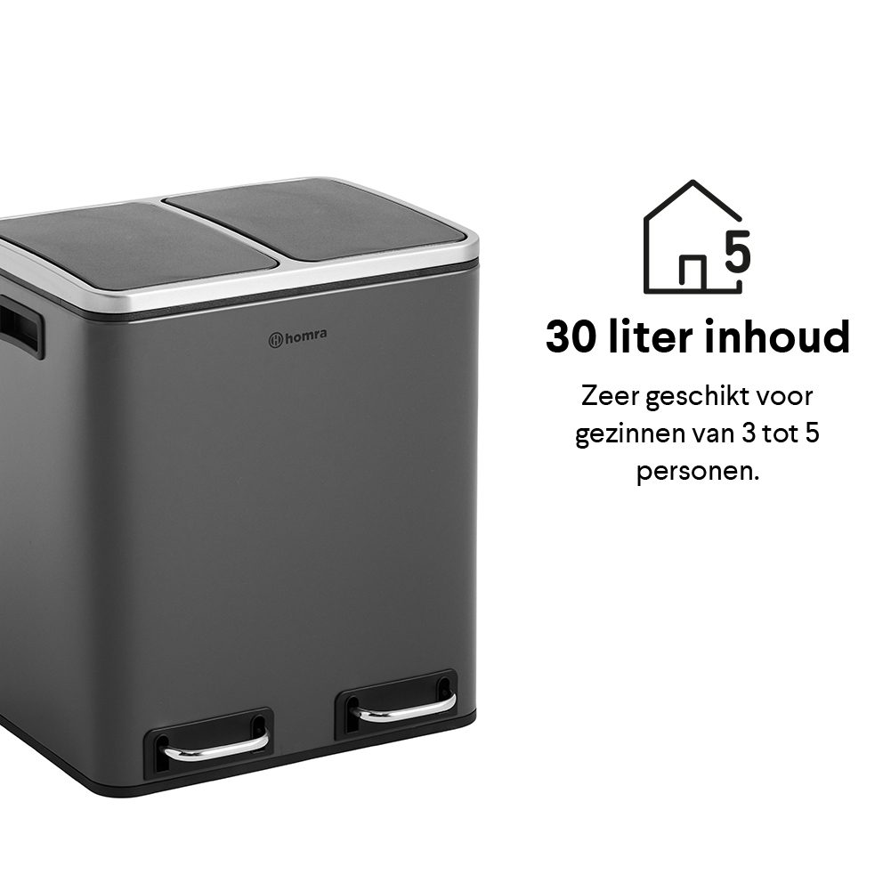 Ik heb een contract gemaakt krab nakoming Blinq 30 liter 2 vakken - Grijs - Homra prullenbakken | #1 in Sensor &  Afvalscheiding | Nederlandse kwaliteit